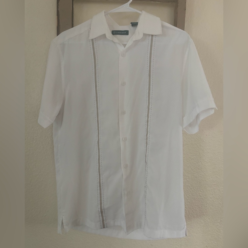 Cubavera White Casual Button Down Shirt Lightweight Short Sleeve